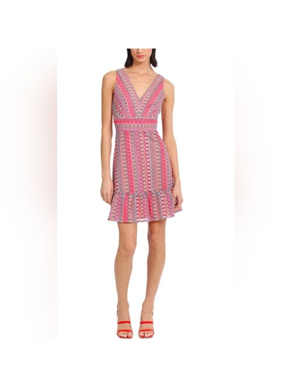 Donna Morgan V-Neck Sleeveless Crochet Mini Dress Size 8